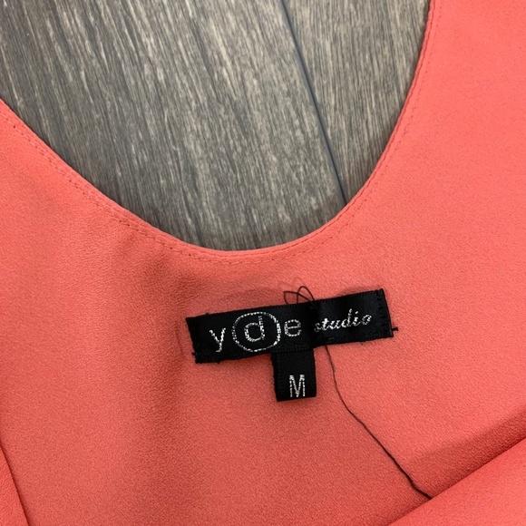 Studio by YDE Women’s Tank Top Crop Tiered  Neon Orange Coral Boho Chic Size M - Picture 6 of 12